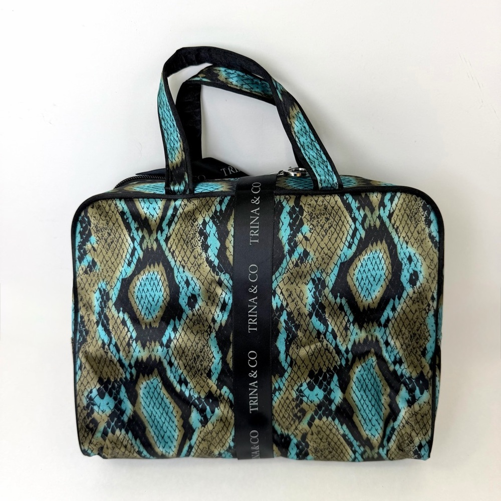 Trina & Co Snake Print Cosmetic Bag Set Travel Makeup Organizer NWT - Picture 4 of 9